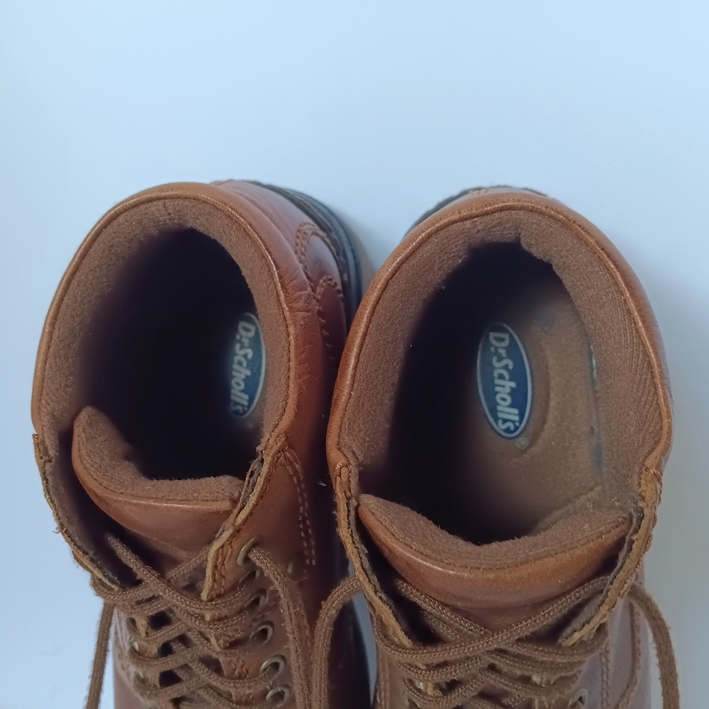 🤎 Dr. Scholl's Ella Brown Leather Boots Lace-Up Womens 6 Ankle Comfort - Picture 9 of 12